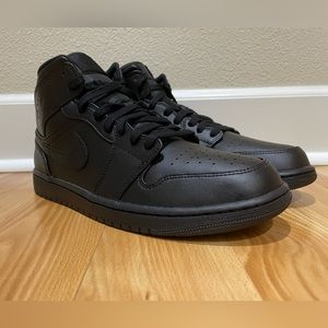 Nike Air Jordan 1 Mid Triple Black Men's Sz 11 New With Defects